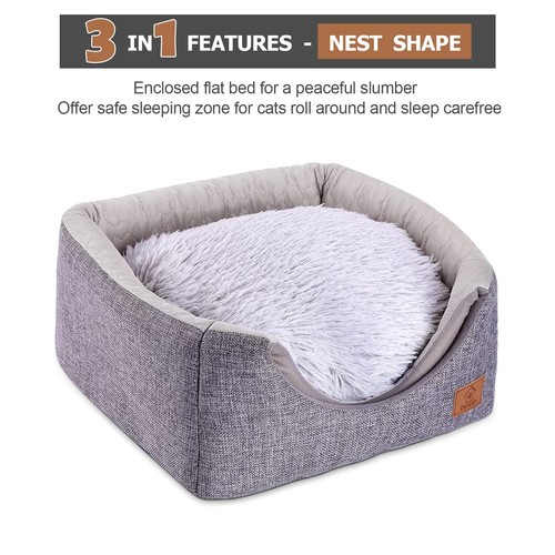 Cat Bed for Indoor Cats, 3-in-1 Foldable Cat Cave Bed Cat Houses with Removab... - Picture 7 of 9