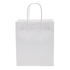 SSWBasics White Kraft Paper Shopping Bags - Case of 100- White Kraft Paper Bags