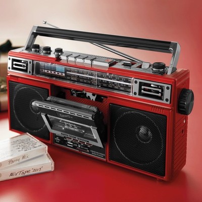Supersonic 4-Band Bluetooth Radio Cassette Player Red Portable Audio - FREE SHIP