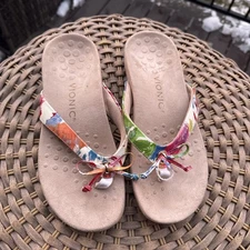 Vionic Cassie Floral Sandals Pink Bow Flip Flops Thong Women’s 7  US 5 UK 38 EU
