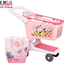 Kids Shopping Cart Toy W/ Grocery Items  Doll Seat Educational Playset New