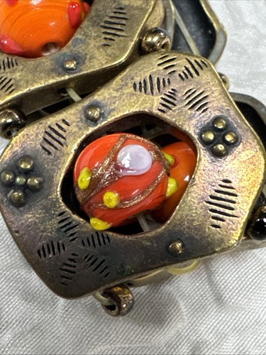 Splendidi pannelli vintage modernisti tono bronzo con bracciale in vetro artistico martellato - Foto 12 di 14