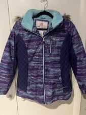 Free Country Winter Jacket Girls Faux Fur Hood Full Zip Padded Coat Size L 14/16