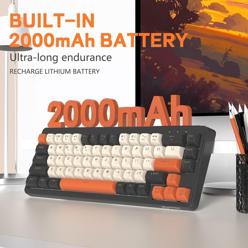 Teclado silencioso FREEWOLF M68 60 % inalámbrico trimodo BT/2,4 GHz/membrana con cable - Imagen 7 de 18