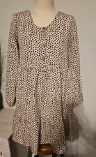 Hayden SMALL Beige Black Print Lined Dress 