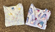 Lot Of 2 The Wonderful World Of Disney SZ Med Women's Scrub Tops~Tink/Eeyore