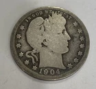 1904 (P) Philadelphia Barber Quarter 90% Silver - Actual Coin in Photos