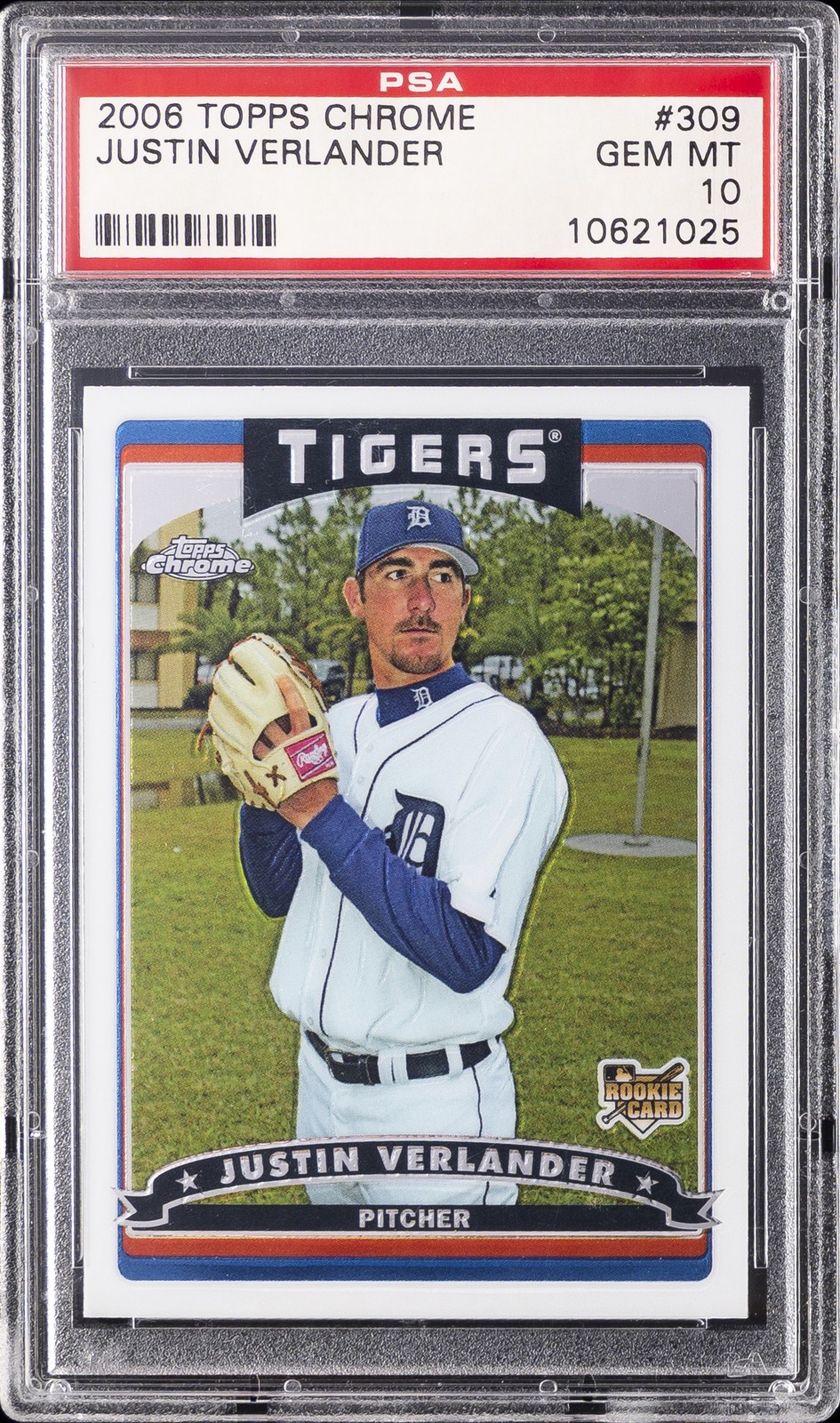 2006 TOPPS CHROME #309 JUSTIN VERLANDER ROOKIE RC PSA 10