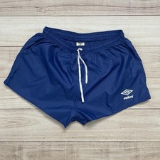 Vintage UMBRO 90s Shorts Football Blue Nylon Athletic Adult L Athleisure Tennis