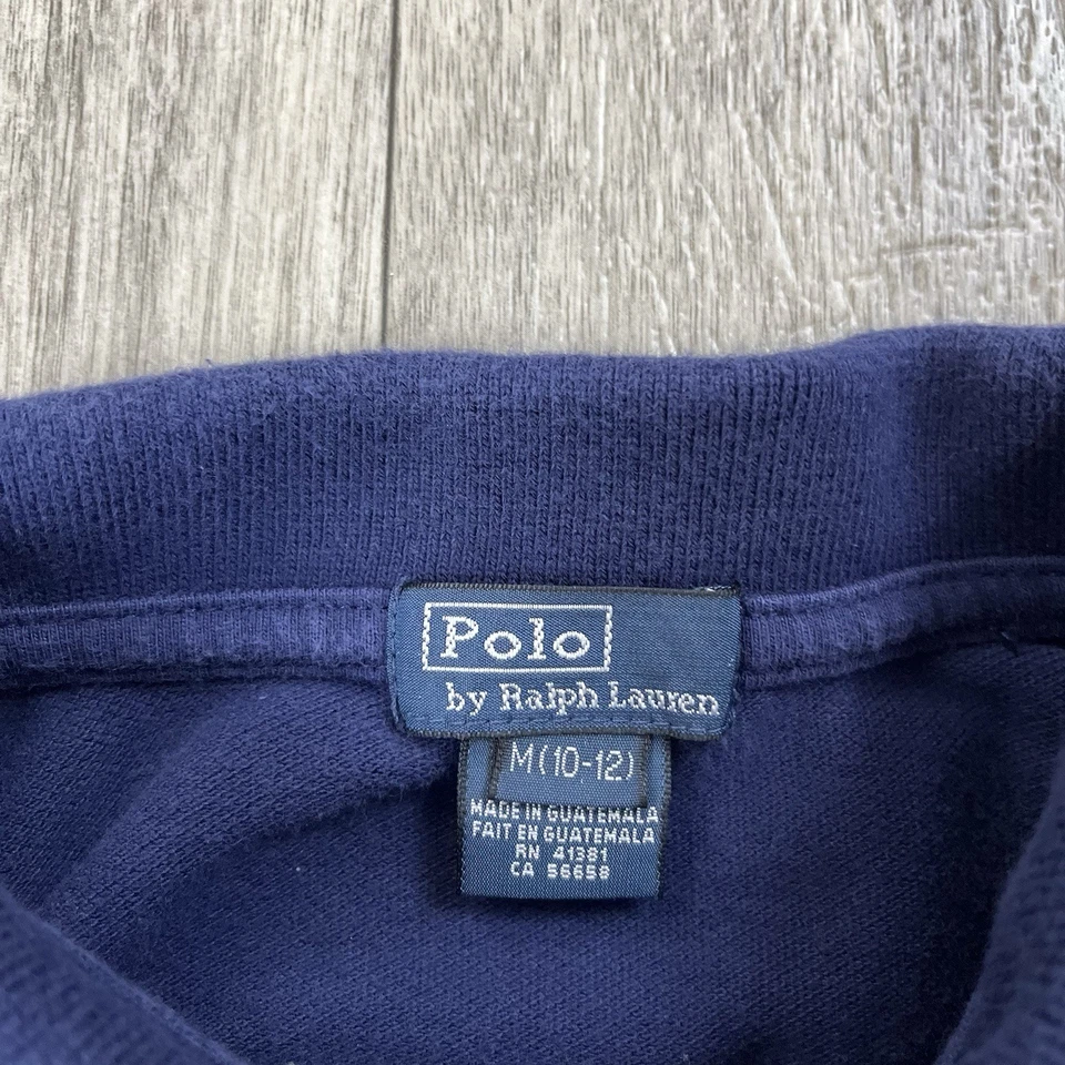 Polo Ralph Lauren Knit Polo Shirt Youth M 10-12 Navy Blue Classic Fit Big Pony - Image 4 of 4