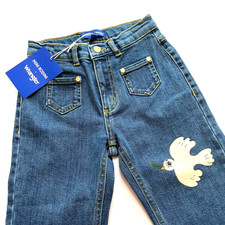 Mini Rodini X Wrangler Jean Girls 7-9 Yrs. Sz. 9-10 Dove Organic Cotton Flared