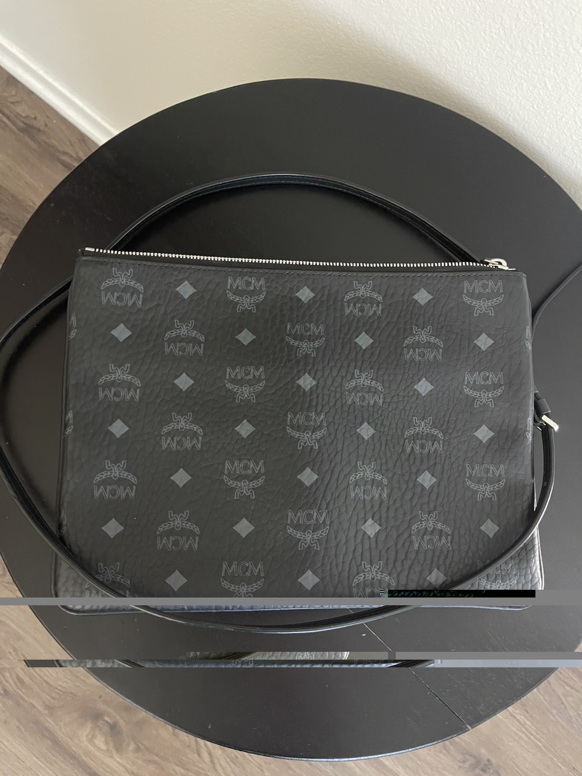 MCM Visetos Original Crossbody Pouch Monogram Canvas Clutch Bag Black Authentic image 4