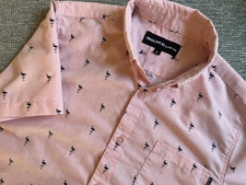 Molokai Surf Co. Men's Size Medium Pink Button-Down Shirt All-Over Flamingos