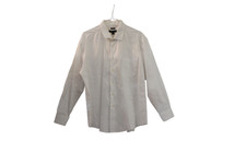 Pronto Uomo 18 1/2 34-35 Non Iron SDress Shirt All White 100 Cotton Formal