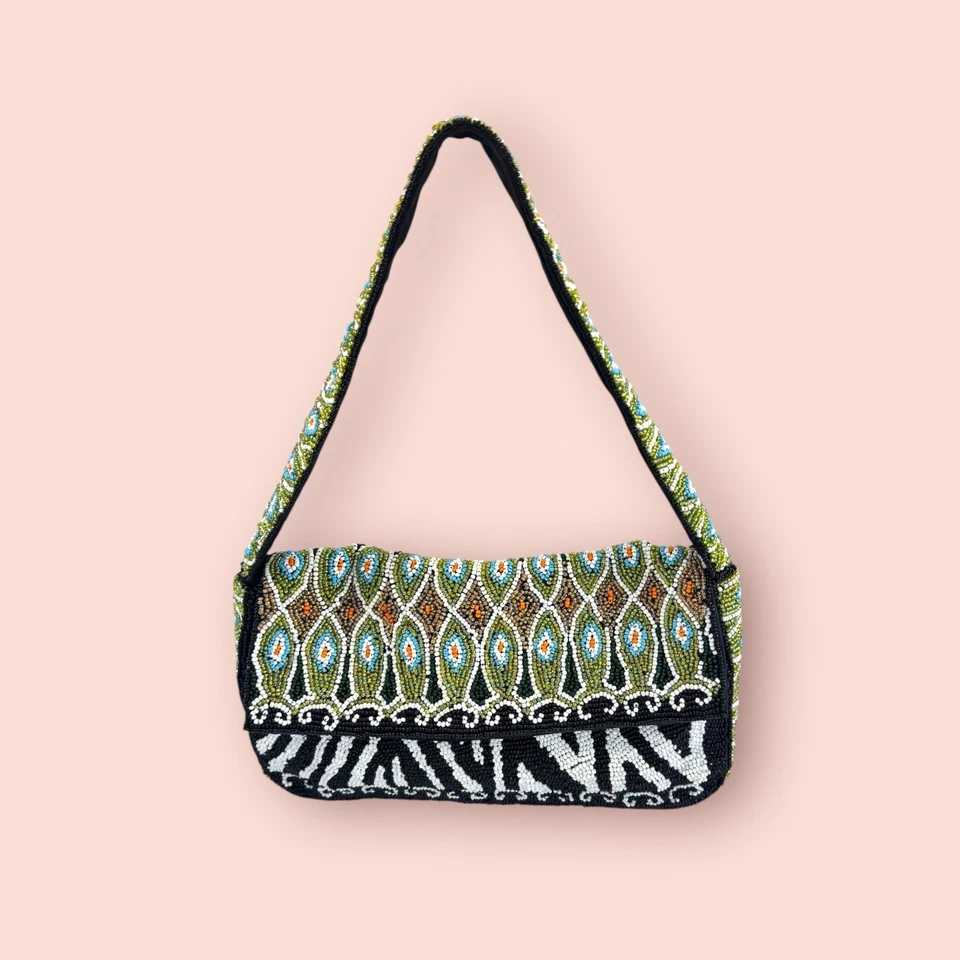 CHACÉ Y2K Vintager Retro Multicolor Beaded Small Club Kid Shoulder Purse Bag