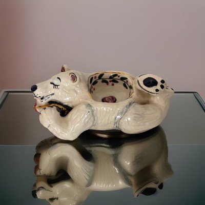 2001 Blue Sky Polar Bear Tea Light Candle Holder/ Heather Goldminc 7  Long