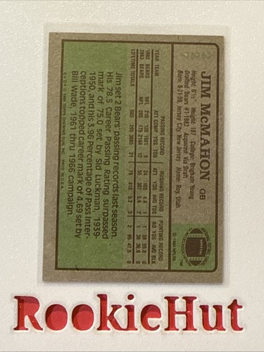 1984 Topps #227 Jim McMahon - Picture 2 of 2