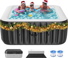 NAIZEA 6 Person Inflatable Hot Tub 73x73x25 Spa with 130 Soothing Jets and Cover