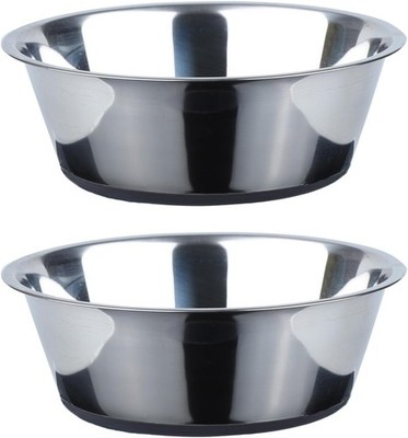 Hundenapf Edelstahl 2er Set mit rutschfestem Silikonboden 1440 ml