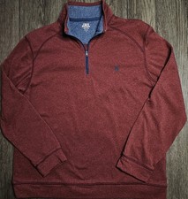 Mens Izod Saltwater Relaxed Classics 1/4 Zip Lightweight Fleece Size Large