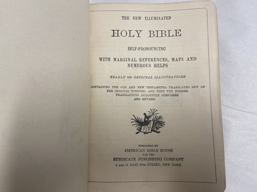 Antique Holy Bible American Bible House 1897 Frank E Wright 600 Illustrations - Foto 2 di 11