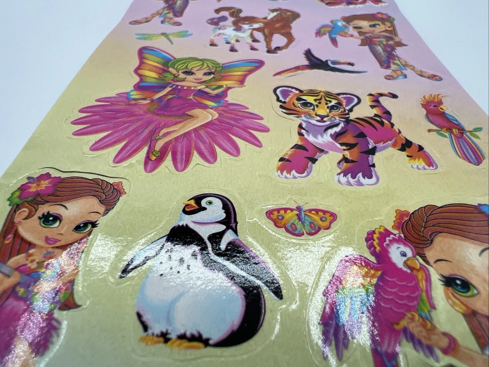 Folha Adesiva Vintage Lisa Frank NOVA Não Usada S1250 Vibrante Retrô Papagaio Fada - Imagem 4 de 4
