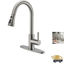 Kitchen Faucet with Pull Down Sprayer Brushed Nickel, High Arc Single Handle ...