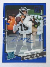 2023 Panini Clearly Donruss Tanner McKee #86 Rated Rookie Blue Auto /99 SP RC