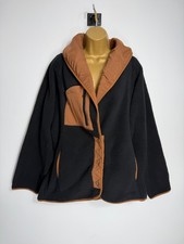 Very Shawl Collar Borg Jacket Black & Brown Large 16/18 Teddy Cosy Winter Coat
