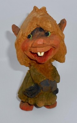 Vintage Unsigned HENNING ? Carved By Hand in Norway Wood Troll Figurine H49