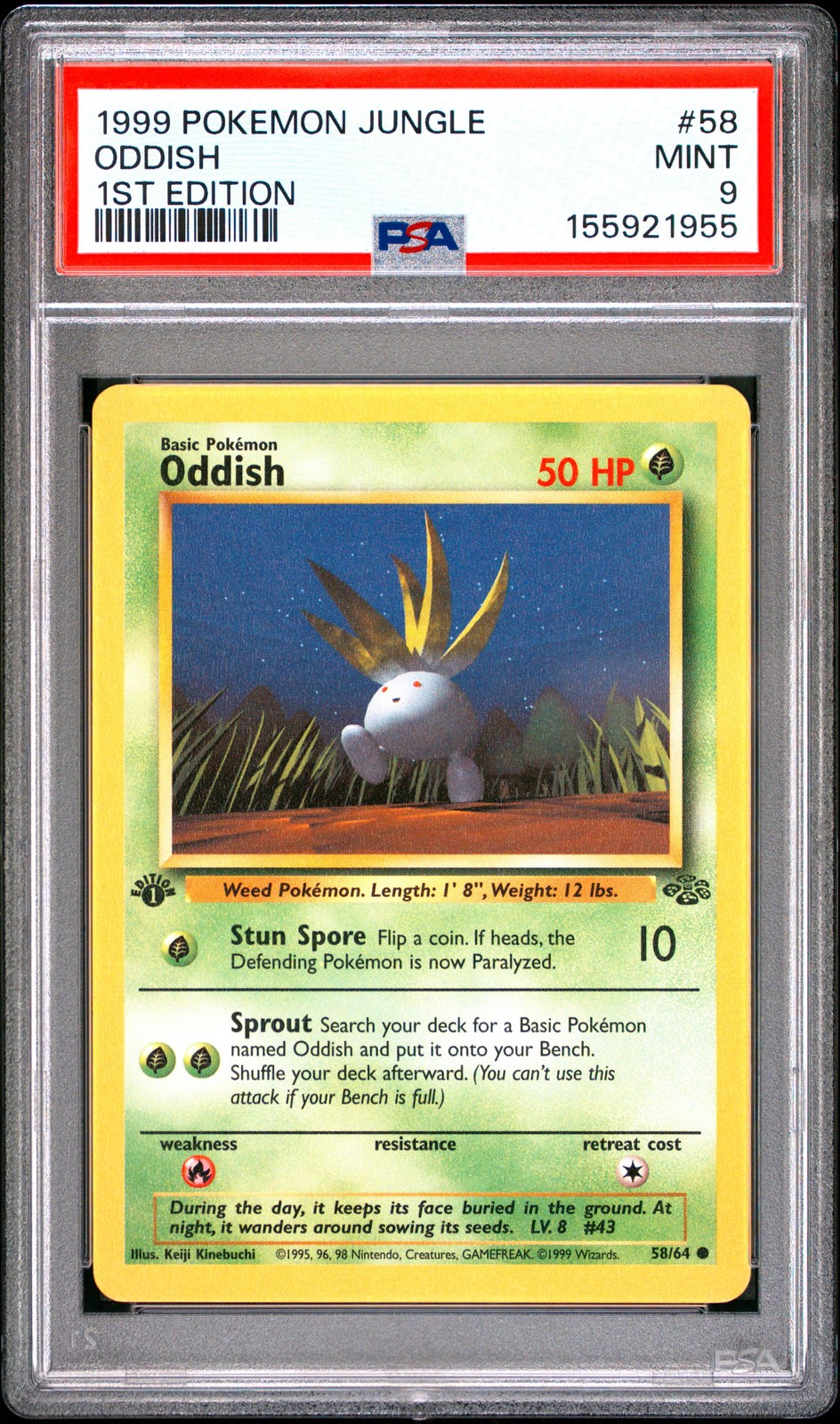 1999 POKEMON JUNGLE 1ST EDITION #58 ODDISH PSA 9