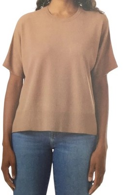 NWT Splendid Women's L Tan  Short-Sleeve Tunic Sweater Viscose C0588