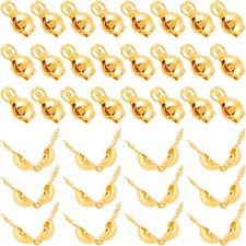 50 Pcs 4mm Crimp Beads for Jewelry Making, 18K Gold Plated Knot Covers gold