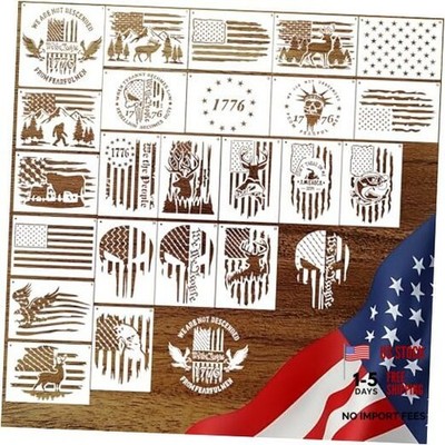 23 Pcs American Flag Stencils Reusable Patriotic 50 Stars We The People 1776