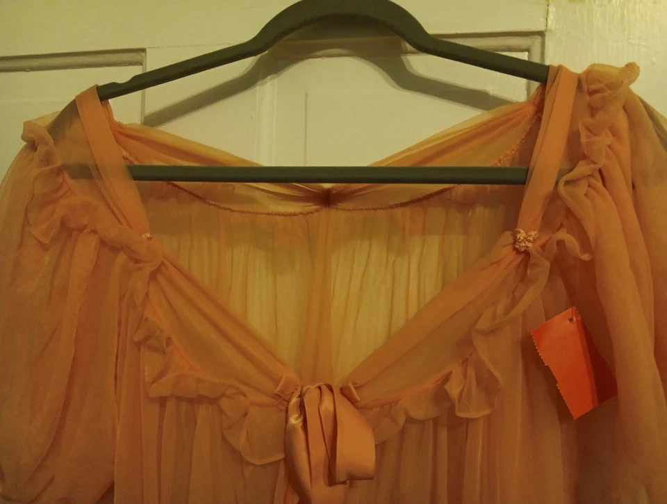 Al Sterling Lisette Sheer Chiffon Peignoir Robe, Flamingo Color - Image 2 of 4