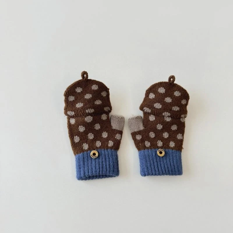 Guantes de punto de invierno para niños 3-8 años niños niñas cálidos cinco dedos Foto 2 de 4