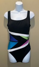 Longitude, 1-Piece Shallow Scoop-Neck/Soft-Cup Tummy Control Swimsuit, Size 12