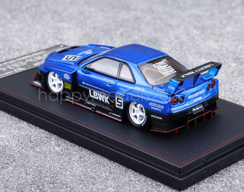 SW 1:64 Azul Negro Skyline GTR ER34 LBWK #5 Deportes Diecast Exhibición Coche Modelo - Imagen 5 de 9