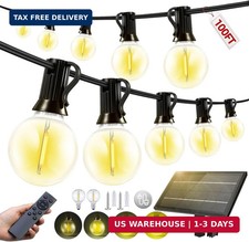 100FT Solar Lights Outdoor Waterproof: G40 30M Shatterproof Bulbs Patio Lights -