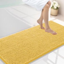 Smiry Luxury Chenille Bathroom Rugs 47x24, Extra Soft and 47'' X 24'', Yellow