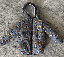 DISNEY JUNIOR MICKEY MOUSE PUFFER COAT Winter Jacket Hood Sherpa Lining SIZE 4T
