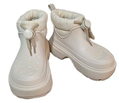 Crocs Stomp Puff Fleece Lined Chunky Boots Off-White Unisex