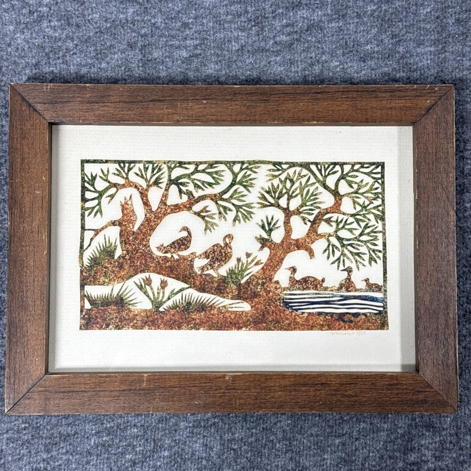 Cortes de tijera firmados de colección cisnes patos tulipanes arte popular Wendy Schultz Wubbels Foto 2 de 4