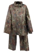 Mil Tec Waterproof Suit Mens Size Small Hooded Combat Fishing Set Flecktarn Camo