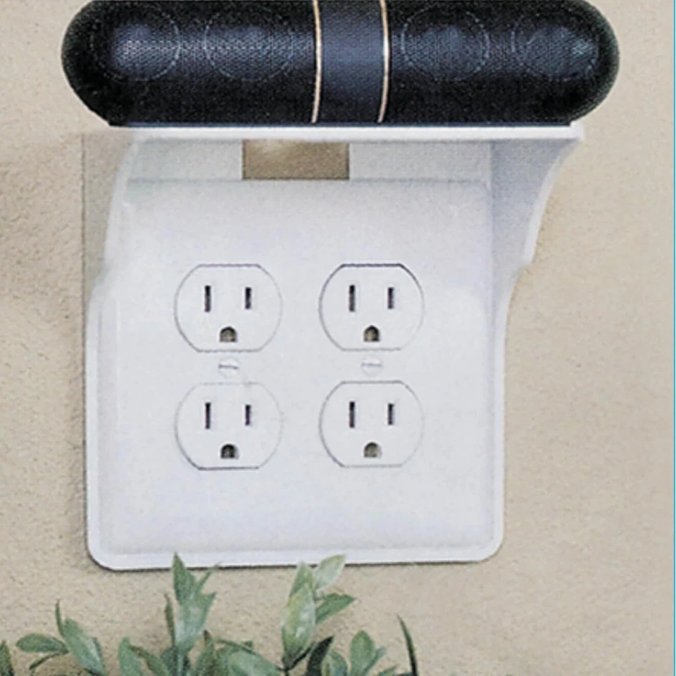 2 Pac White Double Wall Outlet Shelf-Home Wall Shelf Organizer for Outlets, Perf - Image 2 of 4