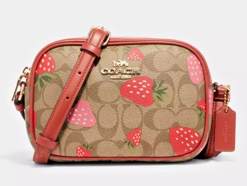COACH Jamie Camera Crossbody Bag w/ Wild Strawberry Print AUTHENTIC image 5