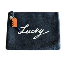 Coach Limited Edition Lucky Light Blue Leather Pouch Whipstitch