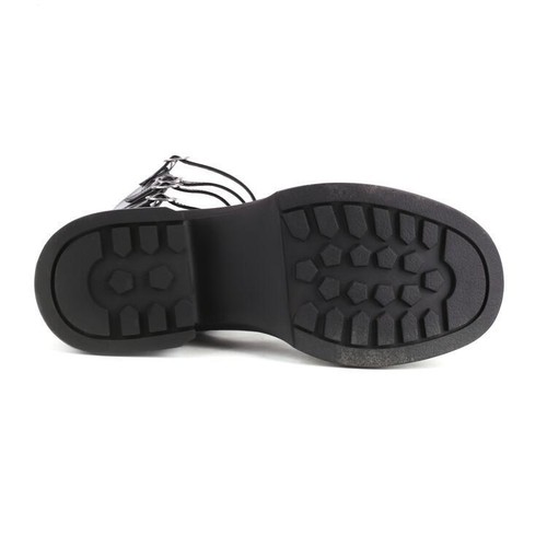 Women's Mid Cuban Heels Calf Boots Roman Straps Cosplay Multi Buckles Shoes Lady - Picture 9 of 16