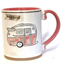 Pink Retro Camper Ceramic Stoneware Mug By Spectrum Designz 18oz Coffee Camping