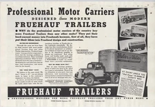 1937 Fruehauf Trailers True Centerfold Ad: Huber & Huber Motor Express - White